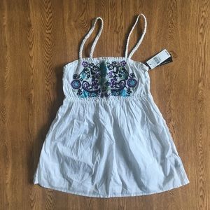 Embroidered White Tank Top